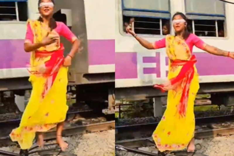 Girl dance video: रेलवे ट्रैक के पास लगाई साइकिल, फिर उसी पर चढ़कर डांस करने लगी लड़की | Viral हुआ ये वीडियो